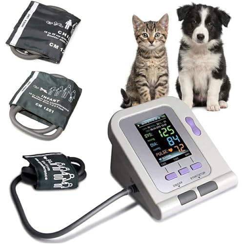 Pet Blood Pressure Monitor for Dogs and Cats, Veterinary BP Monitor with 3 Cuffs, Automatic Measurement, LCD Display, Home Use Animal Blood Pressure Device