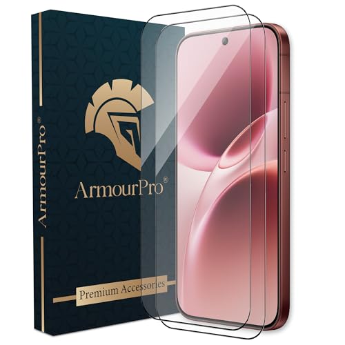 Image of ArmourPro Tempered Glass for Vivo V70 Elite - 9H Anti Scratch Screen Protector, Edge to Edge Coverage, HD Clarity, Smooth Touch, Case Friendly | Black, Pack of 2