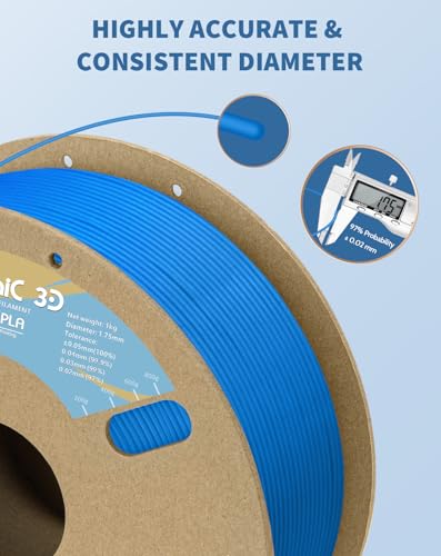 Image of DURAMIC 3D Matte PLA Filament 1.75mm Blue, 1kg Cardboard Spool Matte Finish 3D Printer Filament PLA 1.75mm Dimensional Accuracy 99% + /- 0.03 mm, Printing with FDM 3D Printer, Easy to Remove Support