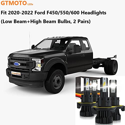 Gtmoto For 2020 2021 2022 Ford F600 F550 F450 F350 F250 Led Headlights, Super Duty Truck Light Bulbs High And Low Beam Combo, 6000K Cool White Led Conversion Kit, 4-Pack #TOP5