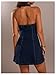 Floerns Women's Y2k Denim Halter Mini Dress Sleeveless Deep V Neck Button Down A Line Going Out Jean Dresses Deep Blue X-Small