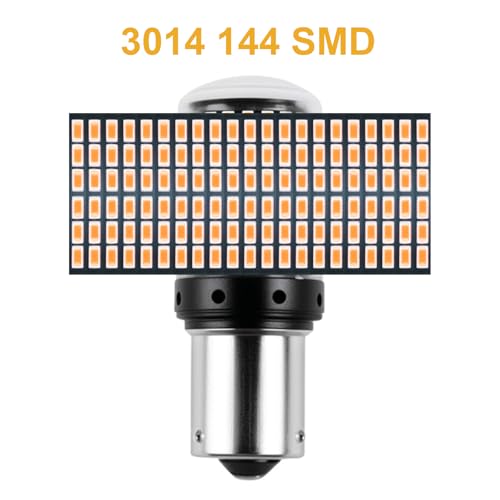 OddMart 2Pcs PY21W 581 Amber Yellow 1156 BAU15S LED Indicator Bulbs with Canbus Error Free, 2800LM Super Bright Front Rear Turn Signal Lights 12-24V 30W 7440 144smd General Car Bulb for Most Vehicles - Image 5