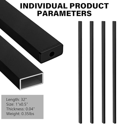 Balaustres rectangulares de aluminio negro de 32 pulgadas para barandillas de cubiertas pack de 101 7