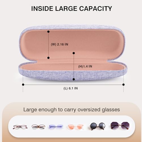 Marvolia Glasses Case Hard Shell Eyeglasses Case Linen Fabrics Protective Case for Sunglasses Eyeglasse for Men Women