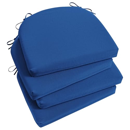 Image of Basic Beyond Outdoor Chair Cushions Set of 4, Outdoor Cushions for Patio Furniture, Water Resistant Patio Chair Cushions with 2 Ties, 17x16x2, Royal Blue