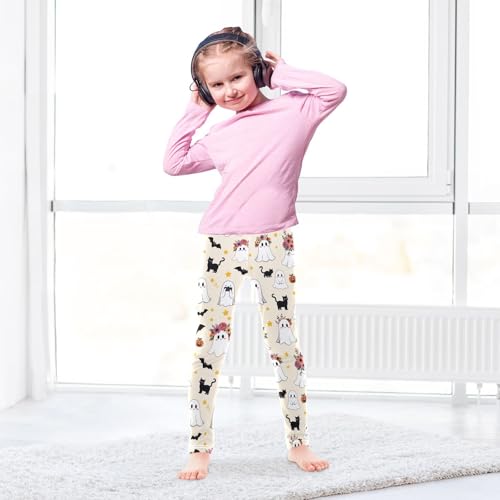 Cute Ghost Flower Stars Girls Leggings Soft Stretch Workout Yoga Dance Pants for Kids Casual Tights4