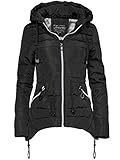 Cordón en la capucha. Trisens - Plumífero acolchado para primavera-verano para mujer negro 42
