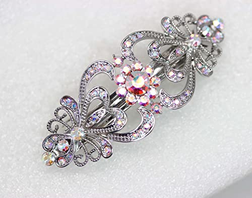 Faship Linda presilha de cabelo floral e corações de cristal AB