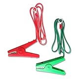 QMARK 2 Pack Electric Fence Jumper Leads Cable with Crocodile Clip,Fencing System Wire, Energizer Connector,Solar Electric Fence Connector Green and Red New Version(O-Terminal)