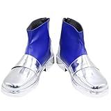 YuanCos Silver & Blue Ankle Boots with Back Zipper Cosplay Shoes X002 (Male US 10.5/EU44.5)