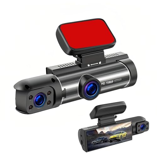 Videocamera Auto 1080P Schermo 3 16 Pollici Rotazione Lente 360 Gradi Visione Notturna Rilevamento Movimento Registrazione Ciclica e Telecamera Retromarcia HD