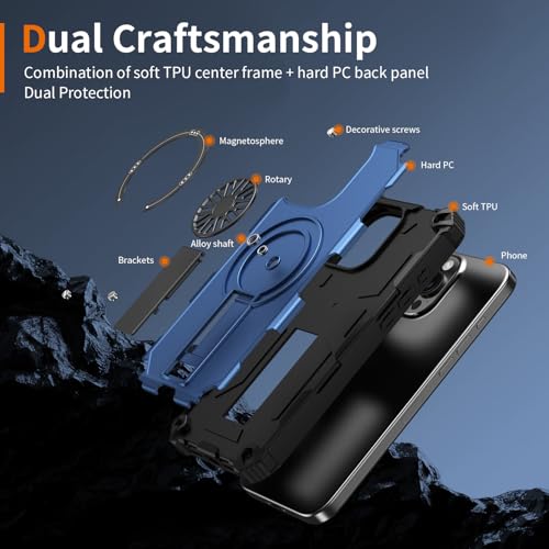 Coque iPhone 16 Pro Max antichoc bleu avec support caméra MagSafe - 6