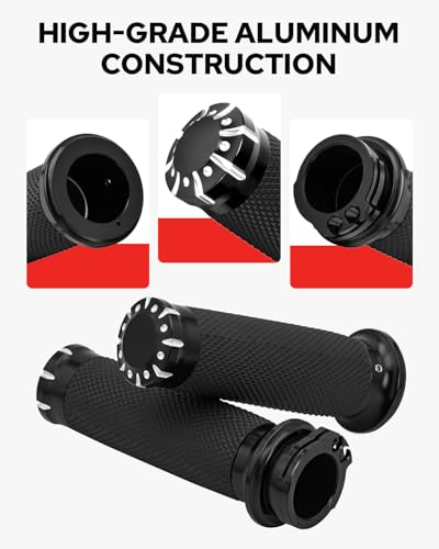 Image of Benlari 1 Inch Motorcycle Hand Grips Handlebar Grips Cable Throttle Compatible for Harley Davidson Sportster Touring Dyna Softail Street Glide 883 1200