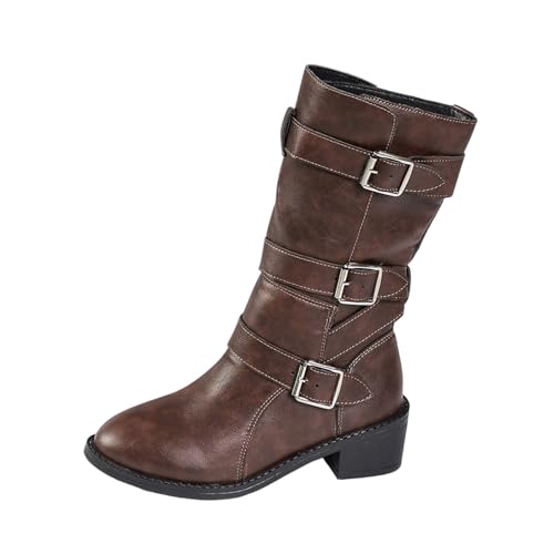 Bottes courtes cowboy en daim marron bout pointu taille 40 pour femme à talon épais chic