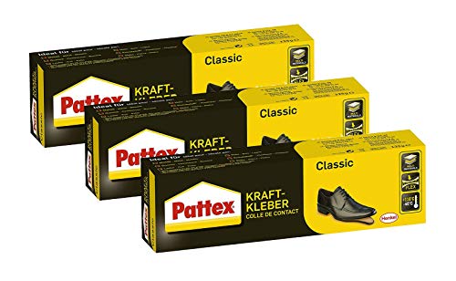 Pattex Colle puissante classique, extrêmement forte pour une résistance maximale, colle universelle pour une utilisation universelle, colle haute résistance à la chaleur (3 x 125 g)