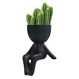 hanwen cara para plantas interior con drenaje, macetas decorativas en forma humana para miniplantas, plantas aire, suculentas, helechos