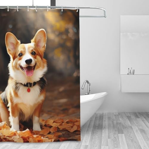 Rideau de douche épais motif Corgi de qualité supérieure imperméable 182,9 cm