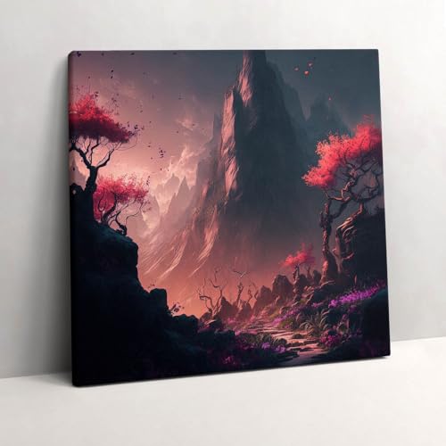 Tableaux 60x60cm Forêt et montagnes magiques Wallfluent Décoration Murale