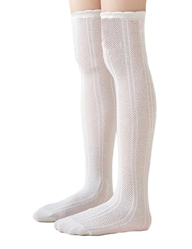 Bingerlily Girls Knee High Socks Hollow Out Anti-skid Knitting Stockings School Uniform Dress Socks2