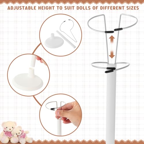 Image of Yaocom 12 Pcs Doll Stands for 8 to 14 Inches Adjustable Dolls Figure Stand Display with Expandable Waist Wire Action Doll Stands Display Rack for Home Shop Birthday Party Favor (Black, White)
