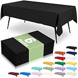 misaya 6 Packs Disposable Plastic Table Cloth, 54 x 108 Inch Waterproof Rectangle Tablecloth, Leakproof & Sturdy Decorative Table Covers for Picnic, Party and Outdoor, Black