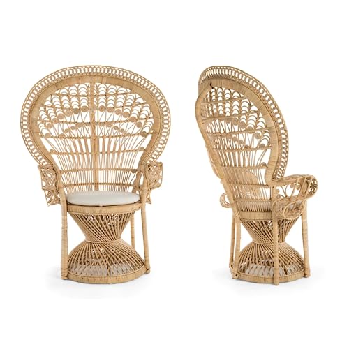 KOUBOO Peacock Grand Peacock Chair, Rattan Chair, Handmade, Accent Chair, Vintage, Retro, Boho, Furniture, Sunroom, Natural