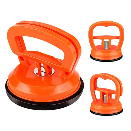 QCGNIUI Car Dent Puller 3 Pack Dent Removal Tool with High Strength Suction Cups Car Dent Remover Dent Removal Kit for Car Surface Glass Tiles Lifting and Objects Moving Orange (1 Large +2 Small)