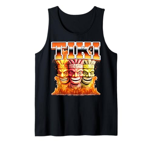 Barra de máscaras Tiki Luau Hawaiian Hawaiian Tiki, estilo pirata de los 90 Camiseta sin Mangas