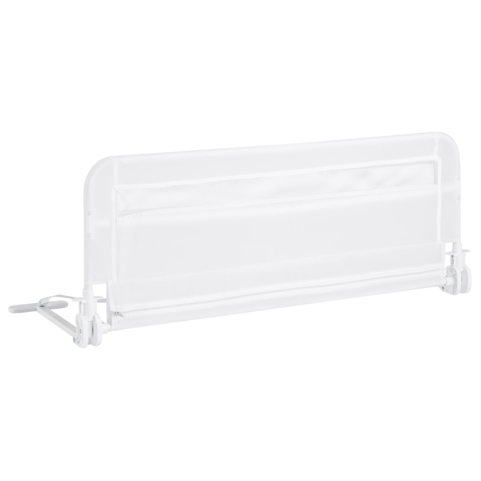 COSTWAY Bed Rail for Toddlers, 100cm/120cm Foldable Safety Beds Guard with Strap, Swing Down Baby Bedrail for Crib, Single, Double & King Size Mattress (White, 100cm)