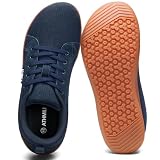ATHMILE Barefoot Shoes Men Wide Toe Box Zero Drop Sneakers Earthing Minimalist Fashion Athletic Footwear for Grounding Gym Trail Running Hiking Walking Casual Breathable Non Slip Dark Blue