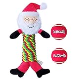 Lepawit New Year Dog Toys Plush Santa Claus Design Sturdy Rope Squeaky Toy for Dogs, Interactive...