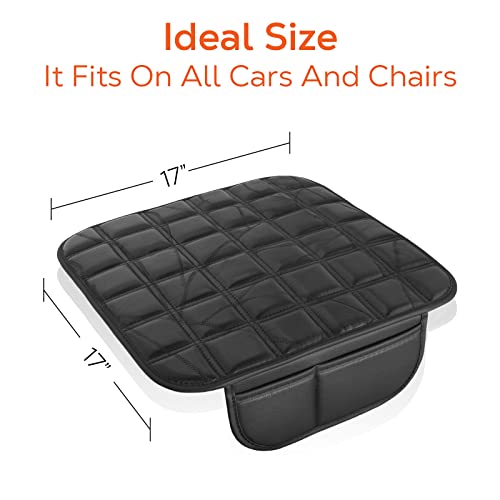Trobo Seat Cushion, Non-Slip Pu Leather Car Support Pillow For Driving Seat With 2 Pocket Organizer, Memory Foam Comfort Chair Pad Protector For Lower Back Pain Relief, For Long Trips, Home & Office #TOP1