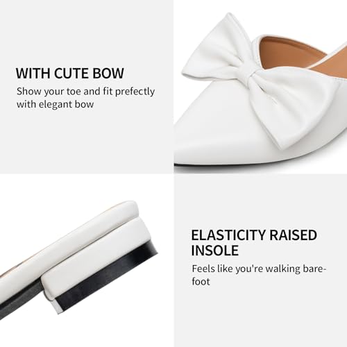 Trary Women's Black Bow Pointed Toe Mules, Modern Mule, Size 53