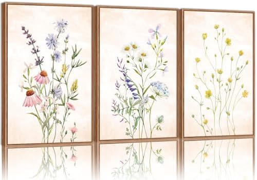 SIGNINART Watercolor Wildflower Framed Canvas...