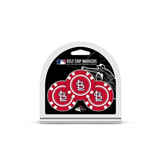 Team Golf MLB Golf Chip Ball Markers (3 Count), Poker Chip Size with Pop Out Smaller Double-Sided Enamel Markers, St Louis Cardinals,Multi