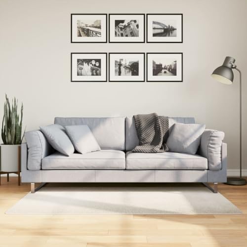 Tapis à poils courts crème 80x150 tapis de sol polyester doux aspect 3D - 2