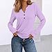 Women's V Neck Button Solid Color Shirts Loose Fit Casual Comfy Lightweight Tops Long Sleeve 2025 Fall Pullover