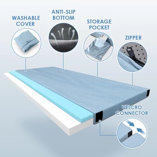KingChii Memory Foam Camping Mattress, Portable Roll Up Sleeping Pad for Travel & Guest Bed for Sleepover with Waterproof Cover & Travel Bag - Thumbnail 3