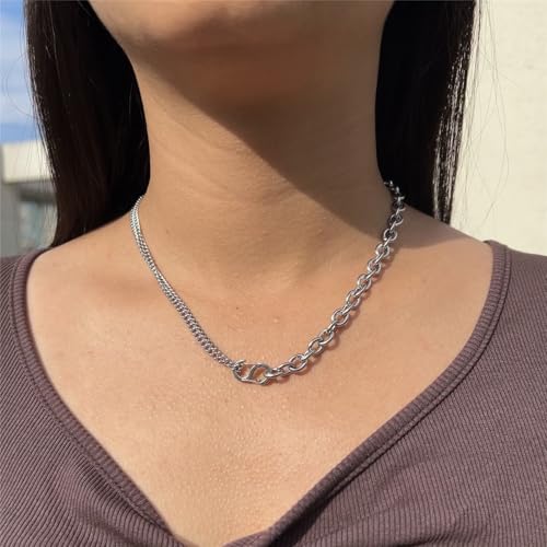WangGao Stainless Steel S Type Shape Buckle Clasp Necklace Layered Chunky Chain Snap Hook Hand Jewelry for Men Women3