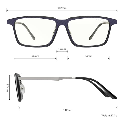 Image of Blue Light Glasses Men, Stylish Square Carbon Fiber Eyewear, Anti Eyestrain, Lightweight Mens Computer Gaming Glasses