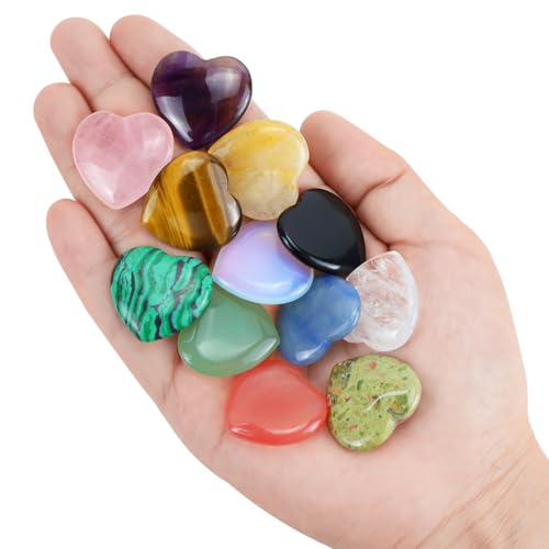 DUQGUHO 1 Inch Hearts Crystals and Healing Stones Reiki Gems Healing Crystals Amethyst Crystal Hearts Set Rose Quartz Heart Shaped Crystals Bulk Polished Gemstones Spiritual Gifts for Women 12 PCS - Image 6
