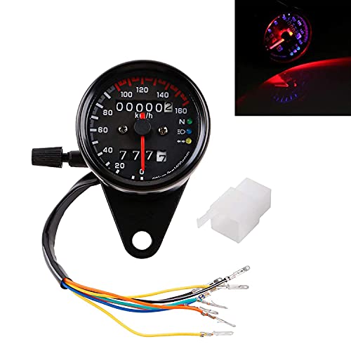 Image of Vagary Universal Motorcycle Dual Odometer Speedometer Gauge LED Background Light Analog Speedometer (Universal for Bike), Pack of 1, Black