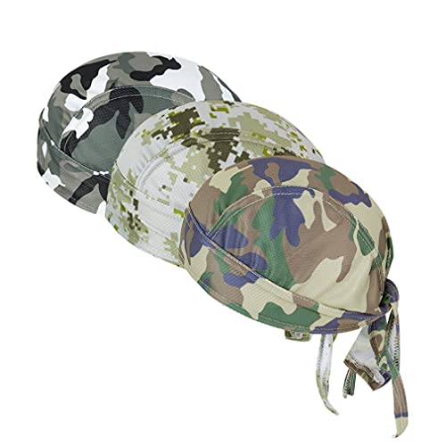 Image of DOCILA 3 Pcs Do Rags for Men Skull Cap Bandana Hat Breathable Helmet Linner Beanie