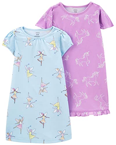 Carter's Girls' 2 Pk Gown Poly (Purple/Blue Unicorns Fairies, 4-5) #TOP6