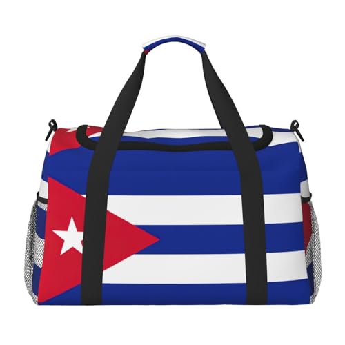 Cuban flag print Travel Duffle Bag Gym Bag for Women,Puffer Tote Bag,Weekender Overnight Bag Organizer