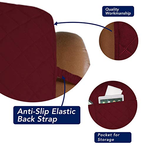 Image of PureFit Reversible Quilted Sofa Cover, Water Resistant Slipcover Furniture Protector, Washable Couch Cover with Non Slip and Elastic Straps for Kids, Dogs, Pets (Oversized Recliner, Red /Ivory)