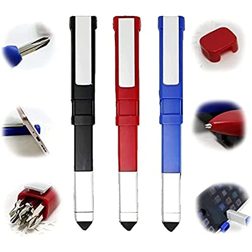 Image of FreshDcart FDCA378 Multifunction Stylus Pen | 4 in 1 Tools Pen with Phone Stand and Touch Screen Mini Pen Compact Pocket Screwdriver Tool for Office Home (Multicolor, Pack of 1)