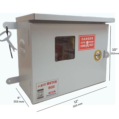Image of Safe Meter Box - Heavy-Duty Weatherproof Metal Enclosure with Ply Base & Lock | Solar Installations /Meter /EV Charging /CCTV Power Box / | 12 inchx10 inchx6 inch (305x252x153mm) Wall Mount