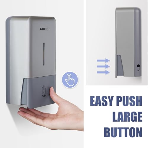 AIKE Wall Mount Liquid Soap Dispenser for Commercial Bathroom 27oz Large Capacity Manual Push Pump Silver by AIKE - Image 2