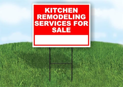 Kitchen Remodeling Yard Sign 18x24 Red Single-Sided w/Stand